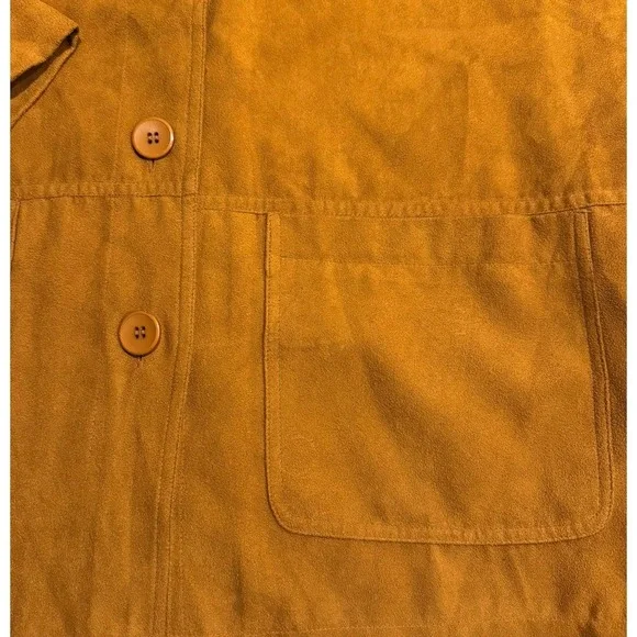 Vintage Faux Suede Chore Coat Brown Button Up Shirt Jacket Size M Western Boho - Picture 3 of 9